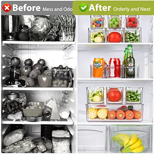 10 Pack Refrigerator Pantry Organizer Bins, Stackable Fridge Organizer Bins with Lids, Clear Plastic Food Storage Bins for Kitchen, Countertops,... 10 Pack Refrigerator Pantry Organizer Bins, Stackable Fridge Organizer Bins with Lids, Clear Plastic Food Storage Bins for Kitchen, Countertops,...