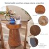 15" Natural Wood Tree Stump Side Table, Round Wooden End Table, Rustic Farmhouse Accent Table, Outdoor Decorative Stump Stool for Living Room,...