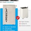 92L Large Laundry Hamper with Leather Handle,Standable Laundry Basket with Wheels ,Large Hamper,Rolling Laundry Basket White