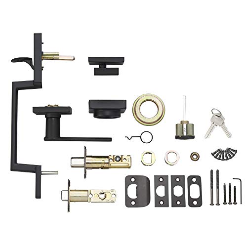 Amazon Basics Front Door Lock Set, Handleset with Stamford Lever, Level Door Handle, Exterior, Single Cylinder Packs, Matte Black, 1-Pack Amazon Basics Front Door Lock Set, Handleset with Stamford Lever, Level Door Handle, Exterior, Single Cylinder Packs, Matte Black, 1-Pack