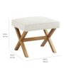 Amazon Basics Small Ottoman Foot Rest, Mid-Century Modern X Square Polyester Foot Stool, Linen, Ivory White, 18"D x 19.8"W x 18.3"H (Previously...