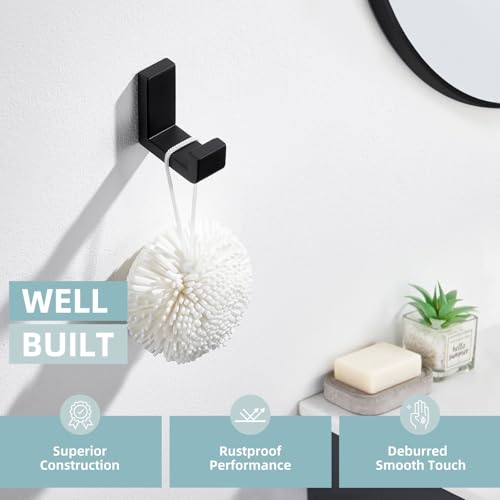 Angle Simple Towel Hook for Bathroom, SUS 304 Stainless Steel Compact Shower Robe Coat Wall Hook, Matte Black Angle Simple Towel Hook for Bathroom, SUS 304 Stainless Steel Compact Shower Robe Coat Wall Hook, Matte Black
