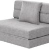 ANONER Folding Sleeper Chair Sofa Bed Lazy Couch with Pillow, Twin Size, Light Gray
