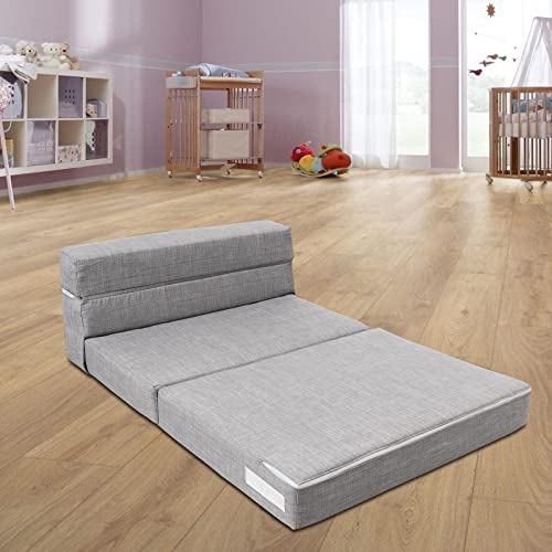 ANONER Folding Sleeper Chair Sofa Bed Lazy Couch with Pillow, Twin Size, Light Gray ANONER Folding Sleeper Chair Sofa Bed Lazy Couch with Pillow, Twin Size, Light Gray