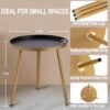 AOJEZOR Side Table: End Table for Any Room - Round Side Tables for Small Spaces - Black Top with 3 Gold Legged