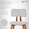 Armen Living Jaguar Mid Century Modern Dining Accent Chair for Kitchen Table Desk Vanity in Grey Fabric and Walnut Wood Finish
