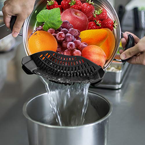 AUOON Clip On Strainer Silicone for All Pots and Pans, Pasta Strainer Clip on Food Strainer for Meat Vegetables Fruit Silicone Kitchen Colander AUOON Clip On Strainer Silicone for All Pots and Pans, Pasta Strainer Clip on Food Strainer for Meat Vegetables Fruit Silicone Kitchen Colander