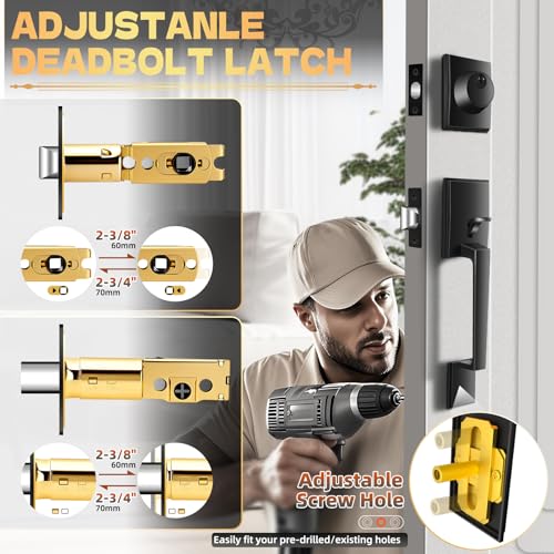Azdele Front Door Handle and Deadbolt Set, Front Door Lock Set, Exterior Door Lock Set, Front Door Handle with Single Cylinder Deadbolt for... Azdele Front Door Handle and Deadbolt Set, Front Door Lock Set, Exterior Door Lock Set, Front Door Handle with Single Cylinder Deadbolt for...