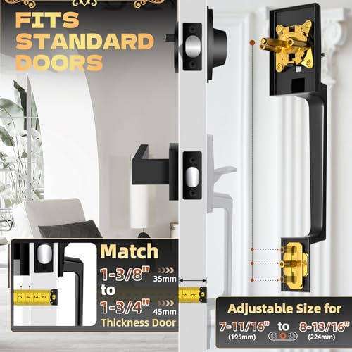 Azdele Front Door Handle and Deadbolt Set, Front Door Lock Set, Exterior Door Lock Set, Front Door Handle with Single Cylinder Deadbolt for... Azdele Front Door Handle and Deadbolt Set, Front Door Lock Set, Exterior Door Lock Set, Front Door Handle with Single Cylinder Deadbolt for...