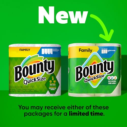 Bounty Quick Size Paper Towels, White, 8 Family Rolls = 20 Regular Rolls (Packaging May Vary) Bounty Quick Size Paper Towels, White, 8 Family Rolls = 20 Regular Rolls (Packaging May Vary)