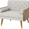 Christopher Knight Home Greta Mid Century Modern Fabric Club Chair, Beige, Dark Walnut 30.5D x 37.75W x 33H in