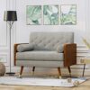 Christopher Knight Home Greta Mid Century Modern Fabric Club Chair, Beige, Dark Walnut 30.5D x 37.75W x 33H in