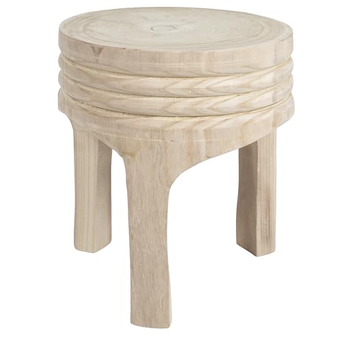 Creative Co-Op Boho Hand-Carved Paulownia Wood Stool, Natural Creative Co-Op Boho Hand-Carved Paulownia Wood Stool, Natural