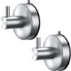 DGYB Suction Cup Hooks for Shower Set of 2 Brushed Nickel Towel Hooks for Bathrooms SUS 304 Stainless Steel Shower Hooks for Loofah 15 Lb Bathroom...