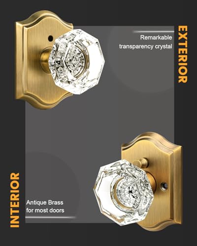 Gobrico Privacy Door Lock Sets Crystal Knobs Heavy Duty Door Hardware,Keyless Bath/Bed Door Knobset with Lock Inside,Push Pin Button,Antique Brass... Gobrico Privacy Door Lock Sets Crystal Knobs Heavy Duty Door Hardware,Keyless Bath/Bed Door Knobset with Lock Inside,Push Pin Button,Antique Brass...