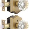 Gobrico Privacy Door Lock Sets Crystal Knobs Heavy Duty Door Hardware,Keyless Bath/Bed Door Knobset with Lock Inside,Push Pin Button,Antique Brass...