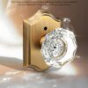 Gobrico Privacy Door Lock Sets Crystal Knobs Heavy Duty Door Hardware,Keyless Bath/Bed Door Knobset with Lock Inside,Push Pin Button,Antique Brass...