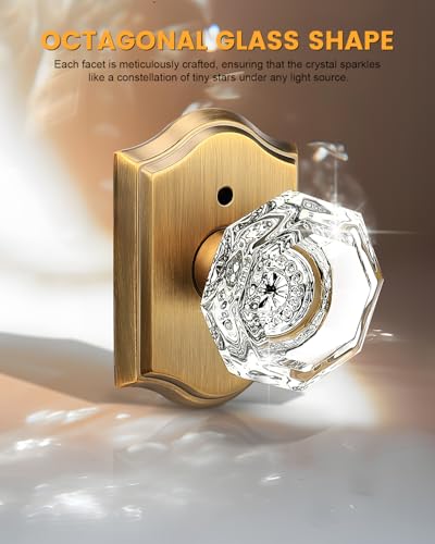 Gobrico Privacy Door Lock Sets Crystal Knobs Heavy Duty Door Hardware,Keyless Bath/Bed Door Knobset with Lock Inside,Push Pin Button,Antique Brass... Gobrico Privacy Door Lock Sets Crystal Knobs Heavy Duty Door Hardware,Keyless Bath/Bed Door Knobset with Lock Inside,Push Pin Button,Antique Brass...