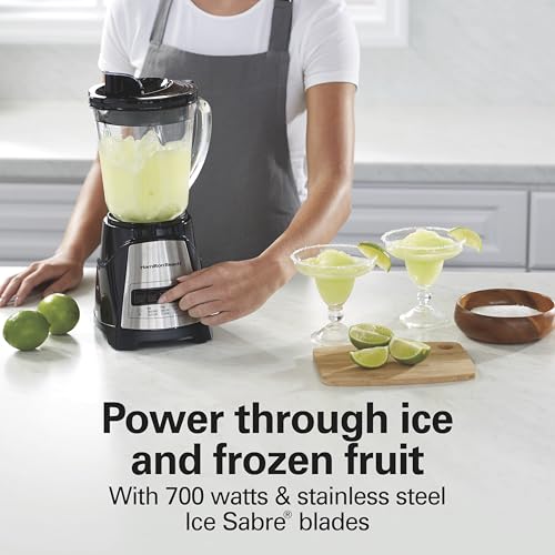 Hamilton Beach Power Elite Wave Action Blender For Smoothies, 40 Oz Glass Jar, 12 Functions Including Puree, Crush Ice, 700 Watts - Black (58148A)