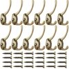 IBosins 12 Pack Antique Brass Coat Hooks Wall Mounted with 24 Screws Retro Double Hooks Utility Antique Brass Hooks for Coat, Scarf, Bag, Towel,...