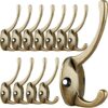 IBosins 12 Pack Antique Brass Coat Hooks Wall Mounted with 24 Screws Retro Double Hooks Utility Antique Brass Hooks for Coat, Scarf, Bag, Towel,...