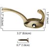 IBosins 12 Pack Antique Brass Coat Hooks Wall Mounted with 24 Screws Retro Double Hooks Utility Antique Brass Hooks for Coat, Scarf, Bag, Towel,...