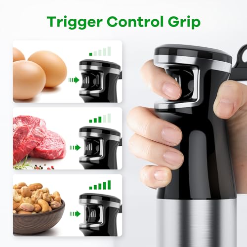 Immersion Blender Handheld Corded Hand Blenders Set 1100W, Trigger Variable Speed 5 in 1 Stick Emulsifier with Chopper, Whisk and Frother for Soup,... Immersion Blender Handheld Corded Hand Blenders Set 1100W, Trigger Variable Speed 5 in 1 Stick Emulsifier with Chopper, Whisk and Frother for Soup,...
