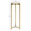 Kate and Laurel Aguilar Modern Drink Table, 9 x 9 x 23, White and Gold, Genuine Marble Accent Table for Small Spaces