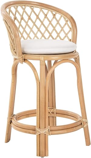 Kouboo Rattan Criss-Cross Height Counter Stool - Modern Stool with Back, Stools for Kitchen Counter Perfect for Cafes & Home Decor, Kitchen &...