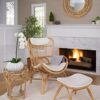 KOUBOO Rattan Foot Stool - Indoor Ottoman, Bathroom, Entryway Bench, Vanity, Foot Rest, Bedroom, Kitchen Step, Natural