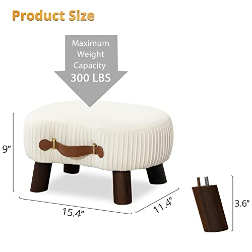 LUE BONA Small Curved Foot Stool with Handle, Beige Velvet Footstool and Ottomans, Modern Foot Rest with Wooden Legs, Step Stool with Padded Seat... LUE BONA Small Curved Foot Stool with Handle, Beige Velvet Footstool and Ottomans, Modern Foot Rest with Wooden Legs, Step Stool with Padded Seat...
