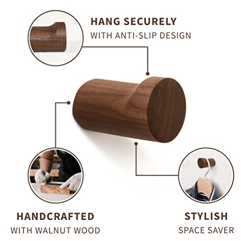 Natural Wooden Wall Mounted Hooks - Pack of 4 - Modern - Handmade Decorative Wood Pegs Minimalist for Hanging Hat, Coats (Black Walnut Wood) Natural Wooden Wall Mounted Hooks - Pack of 4 - Modern - Handmade Decorative Wood Pegs Minimalist for Hanging Hat, Coats (Black Walnut Wood)