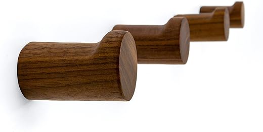 Natural Wooden Wall Mounted Hooks - Pack of 4 - Modern - Handmade Decorative Wood Pegs Minimalist for Hanging Hat, Coats (Black Walnut Wood) Natural Wooden Wall Mounted Hooks - Pack of 4 - Modern - Handmade Decorative Wood Pegs Minimalist for Hanging Hat, Coats (Black Walnut Wood)