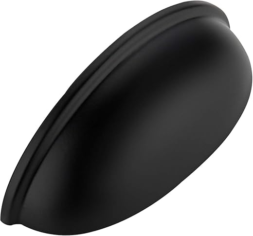 Ravinte 10 Pack 3" Drawer Pulls Flat Black Cabinet Cup Pulls Kitchen Hardware Cabinet Handles Drawer Handles Knobs 3 inch Hole Center