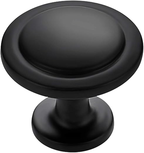 Ravinte 30 Pack 1-1/4 inch Matte Black Zinc Euro-Style Cabinet Knobs, Drawer Pulls & Door Handles