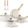 SENSARTE Nonstick Ceramic Cookware Set 13-Piece, Healthy Pots and Pans Set, Non-toxic Kitchen Cooking Set with Stay-Cool Handles, Silicone Tools...