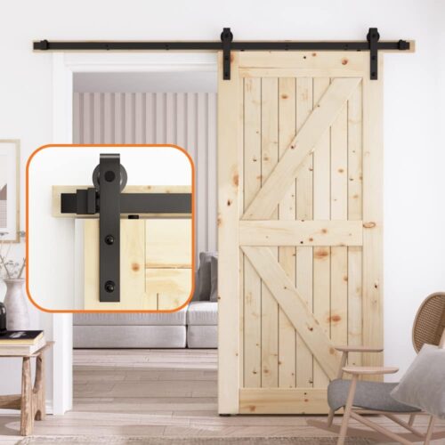 SKYSEN 6FT Sliding barn Door Hardware kit, Barn Door Track, 1/4” Thick Material- Combination Track- Smooth and Quiet- Easy to Install- Black (J...