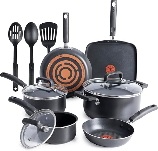 T-fal Signature Nonstick Cookware Set 12 Piece, Oven Broiler Safe 350F, Pots and Pans, Kitchen Cooking Set w/Fry Pans, Saucepans, Saute Pan, Dutch... T-fal Signature Nonstick Cookware Set 12 Piece, Oven Broiler Safe 350F, Pots and Pans, Kitchen Cooking Set w/Fry Pans, Saucepans, Saute Pan, Dutch...