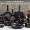 T-fal Ultimate Hard Anodized Nonstick Cookware Set 17 Piece, Oven Broiler Safe 400F, Lid Safe 350F, Kitchen Cooking Set w/Fry Pans, Saucepans,...