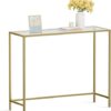 VASAGLE 39.4 Inches Console Table, Tempered Glass Sofa Table, Modern Entryway Table, Metal Frame, Easy to Assemble, Adjustable Feet, for Living...
