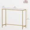 VASAGLE 39.4 Inches Console Table, Tempered Glass Sofa Table, Modern Entryway Table, Metal Frame, Easy to Assemble, Adjustable Feet, for Living...