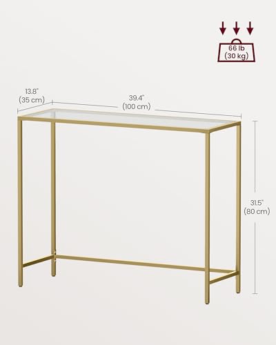 VASAGLE 39.4 Inches Console Table, Tempered Glass Sofa Table, Modern Entryway Table, Metal Frame, Easy to Assemble, Adjustable Feet, for Living... VASAGLE 39.4 Inches Console Table, Tempered Glass Sofa Table, Modern Entryway Table, Metal Frame, Easy to Assemble, Adjustable Feet, for Living...
