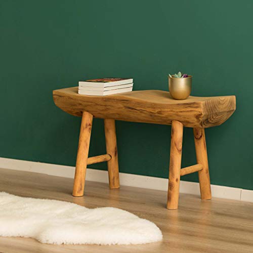 Vintiquewise Rustic Carved Wood Natural Edge Entryway Log Accent Bench Vintiquewise Rustic Carved Wood Natural Edge Entryway Log Accent Bench