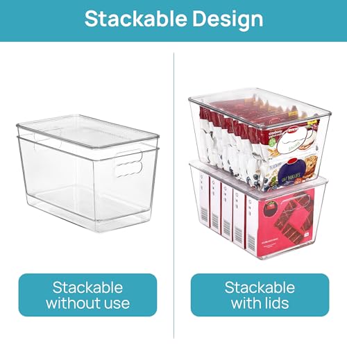 Vtopmart 6 Pack Clear Stackable Storage Bins with Lids, Large Plastic Containers with Handle for Pantry Organizer and Storage,Perfect for...