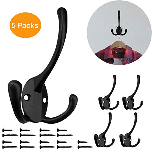 Wall Mounted Coat Hooks 5 Pack Heavy Duty Black Hardware Robe Hooks Decorative for Single Hanging Coats Towel Cubicle Classroom Kitchen Bath... Wall Mounted Coat Hooks 5 Pack Heavy Duty Black Hardware Robe Hooks Decorative for Single Hanging Coats Towel Cubicle Classroom Kitchen Bath...