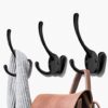 Wall Mounted Coat Hooks 5 Pack Heavy Duty Black Hardware Robe Hooks Decorative for Single Hanging Coats Towel Cubicle Classroom Kitchen Bath...