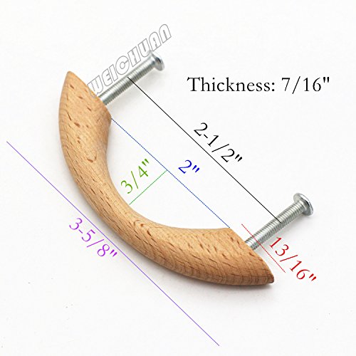 WEICHUAN 10PCS Unfinished Wood Pulls Handles - Kitchen Cabinets Furniture Dresser Wardrobe Cupboard Drawer Pulls Handles, 2.5" Hole Centers WEICHUAN 10PCS Unfinished Wood Pulls Handles - Kitchen Cabinets Furniture Dresser Wardrobe Cupboard Drawer Pulls Handles, 2.5" Hole Centers