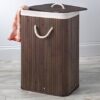 Whitmor Laundry Hamper with Rope Handles Bamboo, 12.25x16.25x23.375, Dark Stain