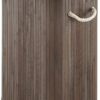 Whitmor Laundry Hamper with Rope Handles Bamboo, 12.25x16.25x23.375, Dark Stain
