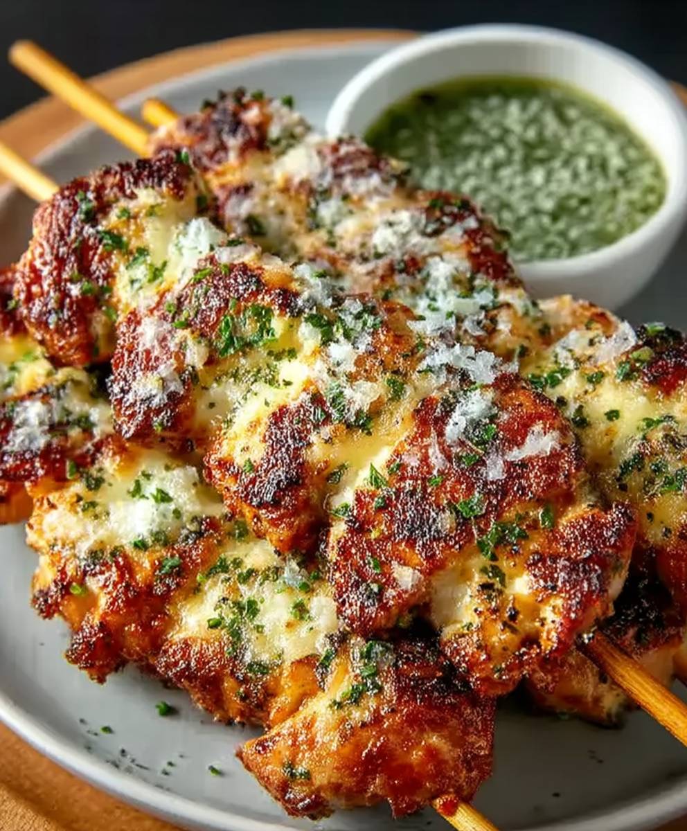 Air Fryer Garlic Parmesan Chicken Skewers | Easy Crispy Dinner Recipe